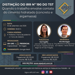 Online- Distinção do IRR N190 do TST - Quando o trabalho envolve contato do cimento hidratado