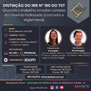 Online- Distinção do IRR N190 do TST - Quando o trabalho envolve contato do cimento hidratado